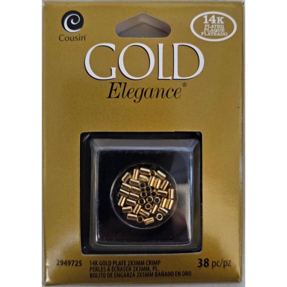 Gold Elegance 2mm by 3mm 14K Gold Crimp Beads---Cousin Corporation